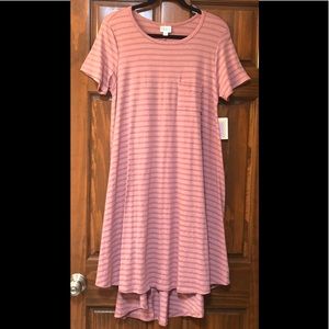 NWT LuLaRoe Carly Dress in Pink Heathered Stripes